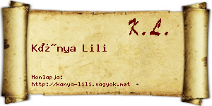Kánya Lili névjegykártya
